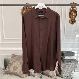 Banana Republic Men untucked fit XXL Dark Brown Casual Button Down Shirt